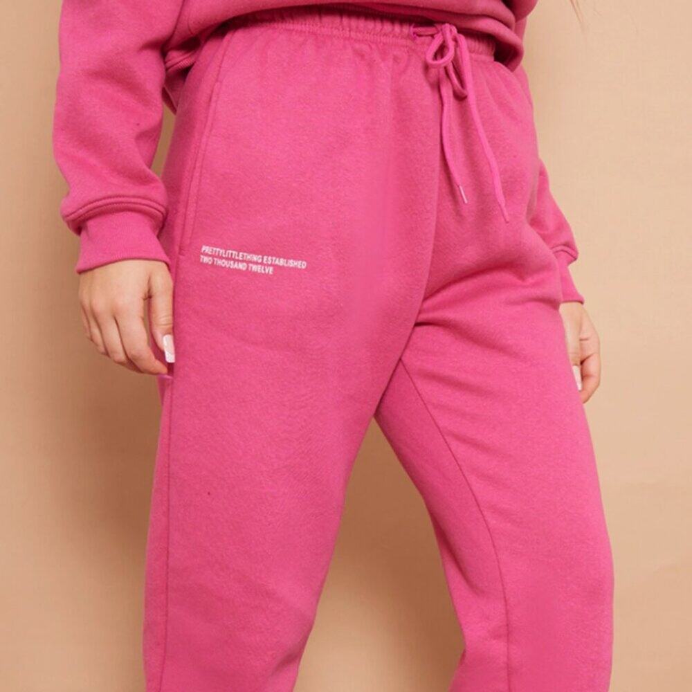 PrettyLittleThings EST 2012 Jogger Women Size X-Small Hot Pink Elastic Waistband